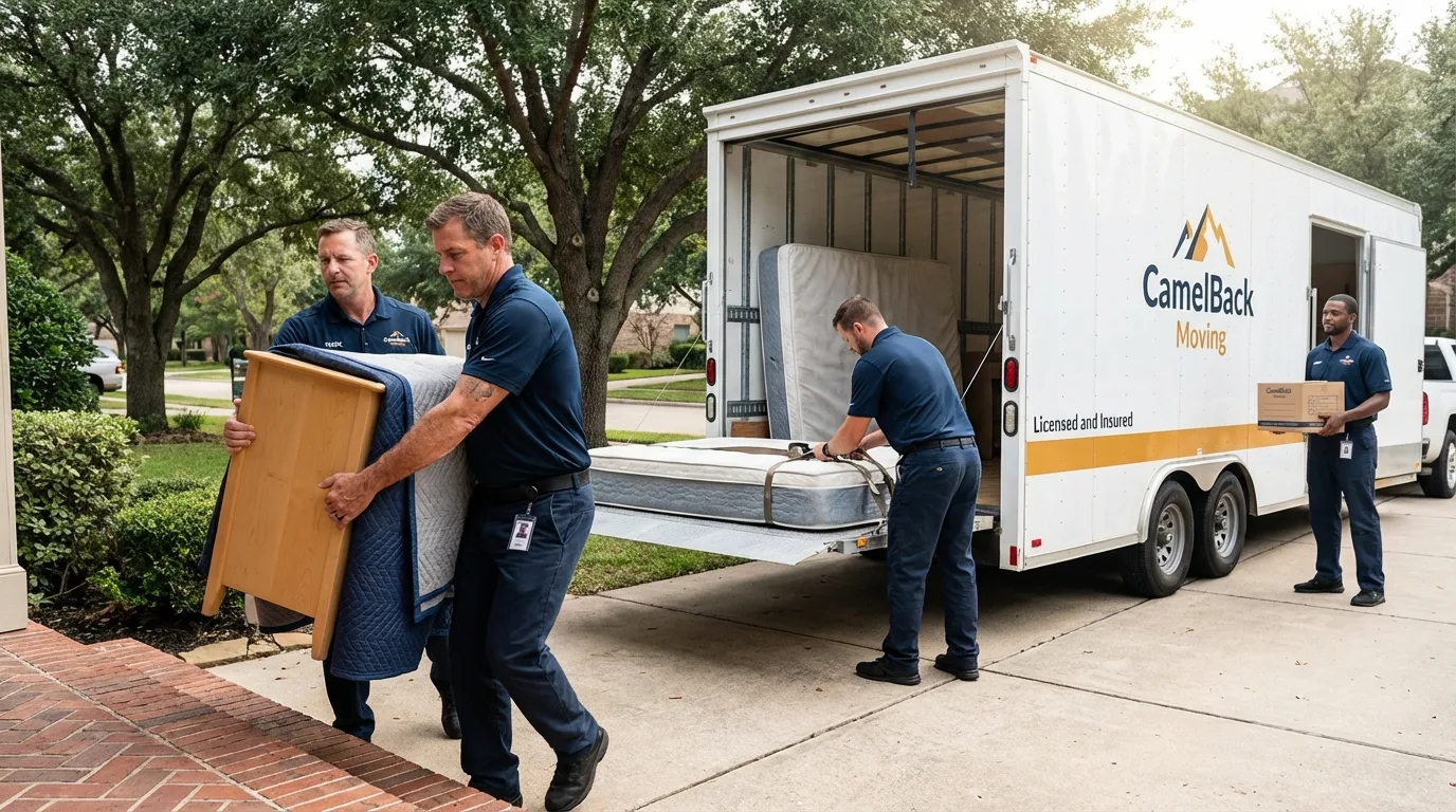 Crew loading residential truck for cross-state move from Southfield, MI