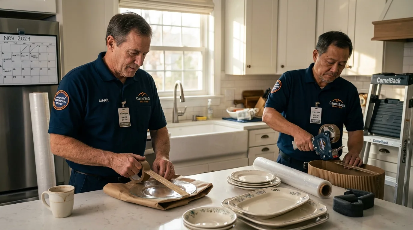 Professional crew packing kitchen dishware in Southfield, MI